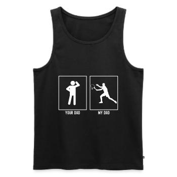 Ton père - Mon père - Coup de tennis - Débardeur bio Premium Homme - noir - Devant - Michal (187cm)