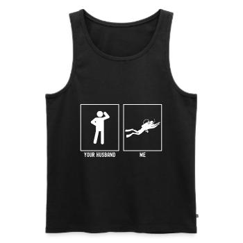 Ihr Ehemann - Ich - Schwimmen Tauchen - Männer Premium Bio Tank Top - Schwarz - Vorne - AI Model Male 178 light (178cm)
