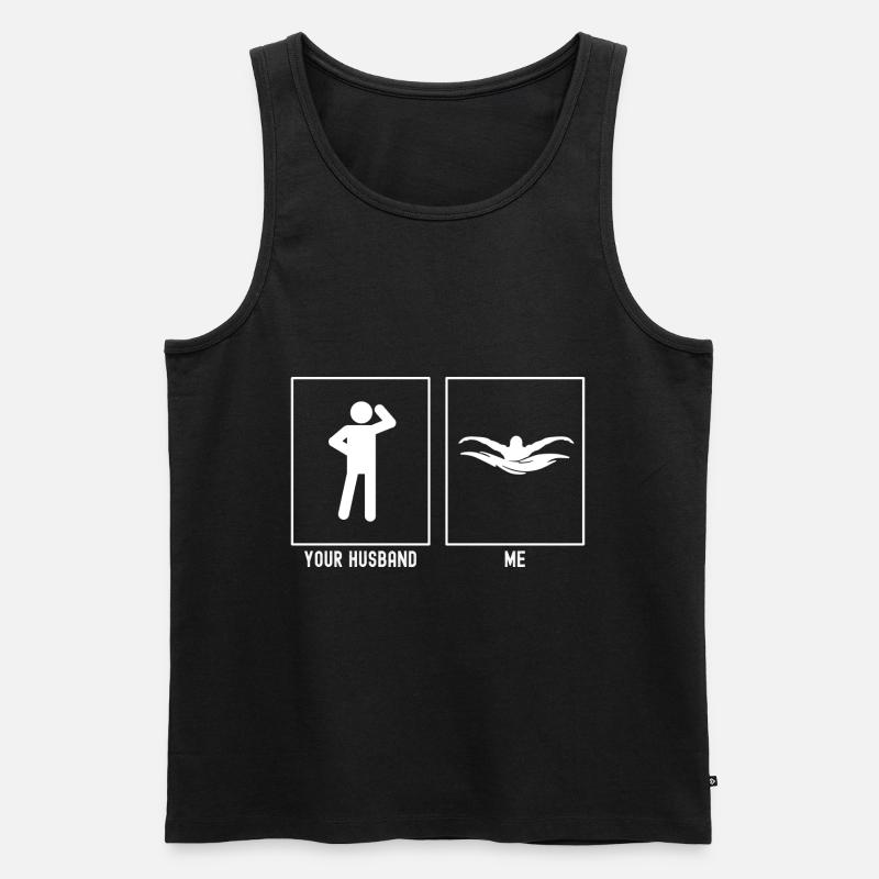 Ihr Mann - Ich - Schwimmen - Männer Premium Bio Tank Top - Schwarz
