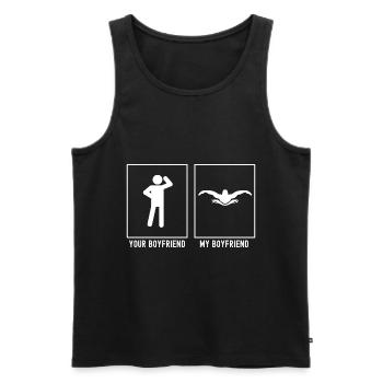 Ihr Freund - Mein Freund - Schwimmen Front - Männer Premium Bio Tank Top - Schwarz - Vorne - Michal (187cm)