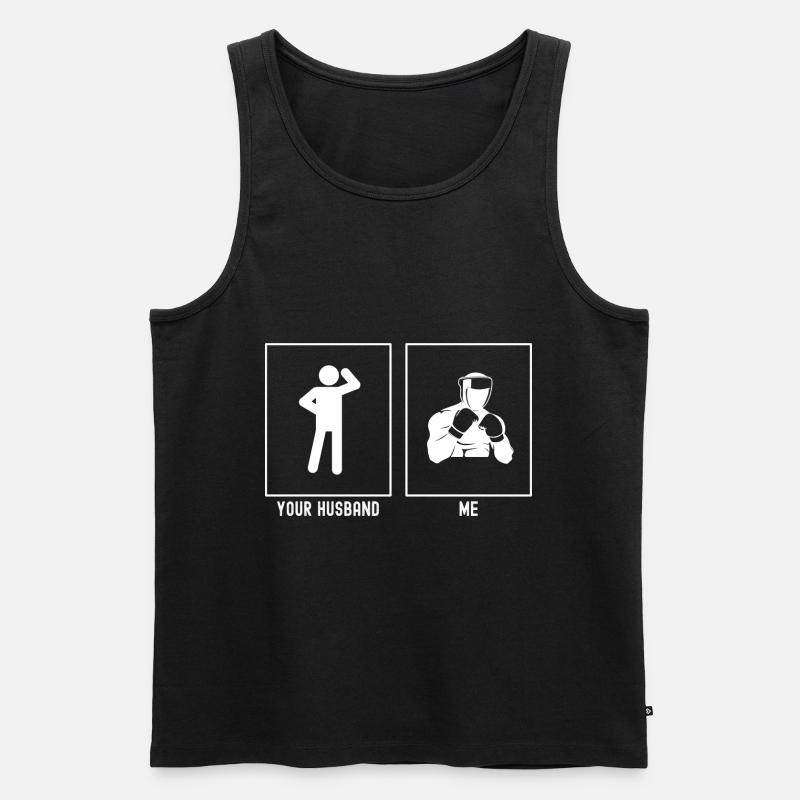 Son mari - Moi - Boxe professionnelle - Débardeur bio Premium Homme - noir
