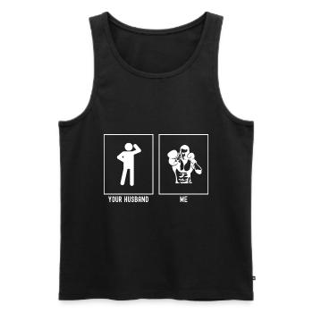 Her Husband - Me - Boxing Jab - Men's Premium Organic Tank Top - black - Front - AI Model Male 178 light (178cm)