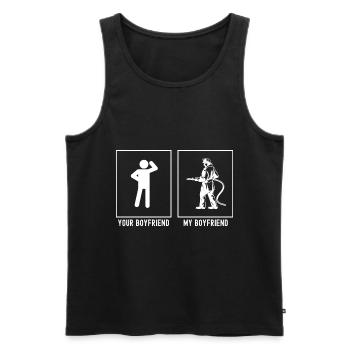 Dein Freund - Mein Freund - Feuerwehraufstellung - Männer Premium Bio Tank Top - Schwarz - Vorne - AI Model Male 178 light (178cm)