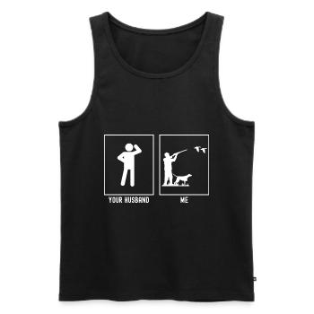 Her husband - I - hunting birds - Men's Premium Organic Tank Top - black - Front - Michal (187cm)