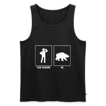 Her Husband - Me - Bear Hunt - Men's Premium Organic Tank Top - black - Front - Michal (187cm)