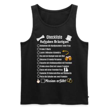 Junggesellenabschied Checkliste Junggeselle - Männer Premium Bio Tank Top - Schwarz - Vorne - Michal (187cm)