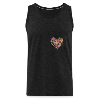Fleurs Rouges Fleurs Vertes et Jaunes Coeur - Débardeur bio Premium Homme - charbon - Devant - Alexander (188cm)