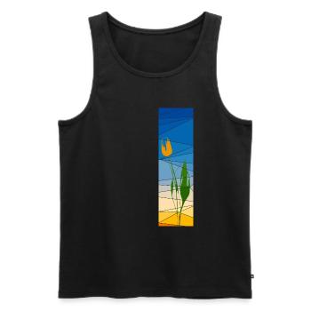 King's day tulip with sundown - Men's Premium Organic Tank Top - black - Front - AI Model Male 178 light (178cm)