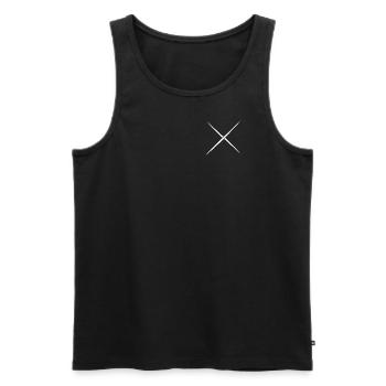 Logo X - Symbole de croix - Débardeur bio Premium Homme - noir - Devant - AI Model Male 178 light (178cm)
