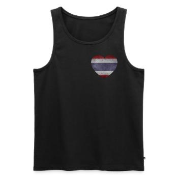 Thaïlande Drapeau thaïlandais coeur J’aime Thaïlande - Débardeur bio Premium Homme - noir - Devant - Michal (187cm)