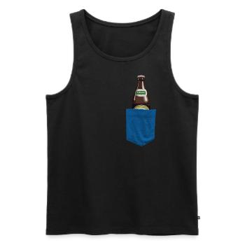 BAYERISCHES BIER T-SHIRT ECHT BAYRISCHES BIER - Männer Premium Bio Tank Top - Schwarz - Vorne - Michal (187cm)