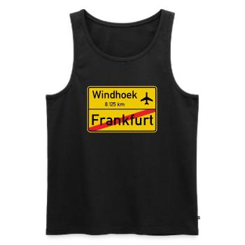 Travel Design Windhoek | Namibia | Flug Frankfurt - Männer Premium Bio Tank Top - Schwarz - Vorne - AI Model Male 178 light (178cm)