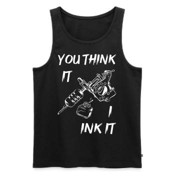 Tätowierer - Du denkst, ich tätowiere es I - Männer Premium Bio Tank Top - Schwarz - Vorne - Michal (187cm)
