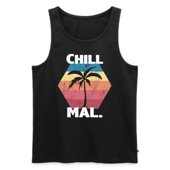 Chill mal Retro Vintage Sonnenuntergang Palme - Männer Premium Bio Tank Top - Schwarz - Vorne - AI Model Male 178 light (178cm)