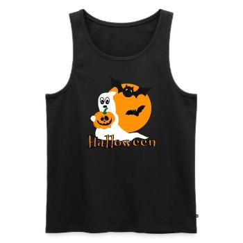 Halloween Geist Kürbis Fledermaus - Männer Premium Bio Tank Top - Schwarz - Vorne - Michal (187cm)
