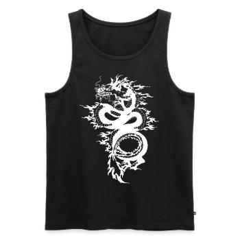 Légende du dragon blanc : un symbole d’harmonie - Débardeur bio Premium Homme - noir - Devant - AI Model Male 178 light (178cm)