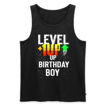 Happy Birthday, Gamer Boy: Bold Pixel Fun Gift - Men's Premium Organic Tank Top - black - Front - AI Model Male 178 light (178cm)