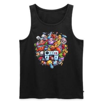 90er Games - Männer Premium Bio Tank Top - Schwarz - Vorne - AI Model Male 178 light (178cm)