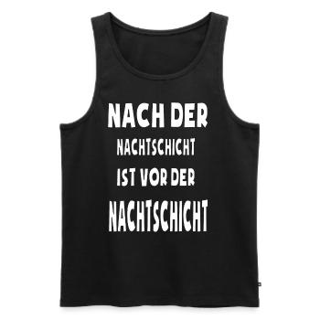 Humorvolles Nachtschicht-Motiv - Männer Premium Bio Tank Top - Schwarz - Vorne - Michal (187cm)
