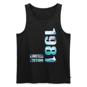 1981 Limited Edition T-Shirt Geburtstags Idee - Männer Premium Bio Tank Top - Schwarz - Vorne - Michal (187cm)