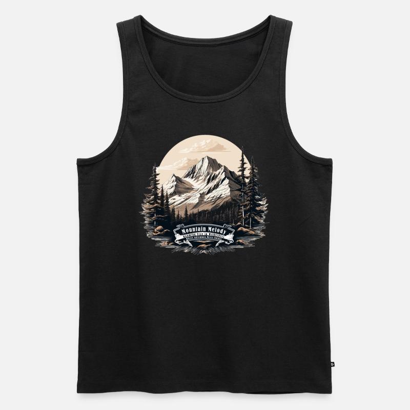 Nature's Harmony: Mountain Melody - Männer Premium Bio Tank Top - Schwarz
