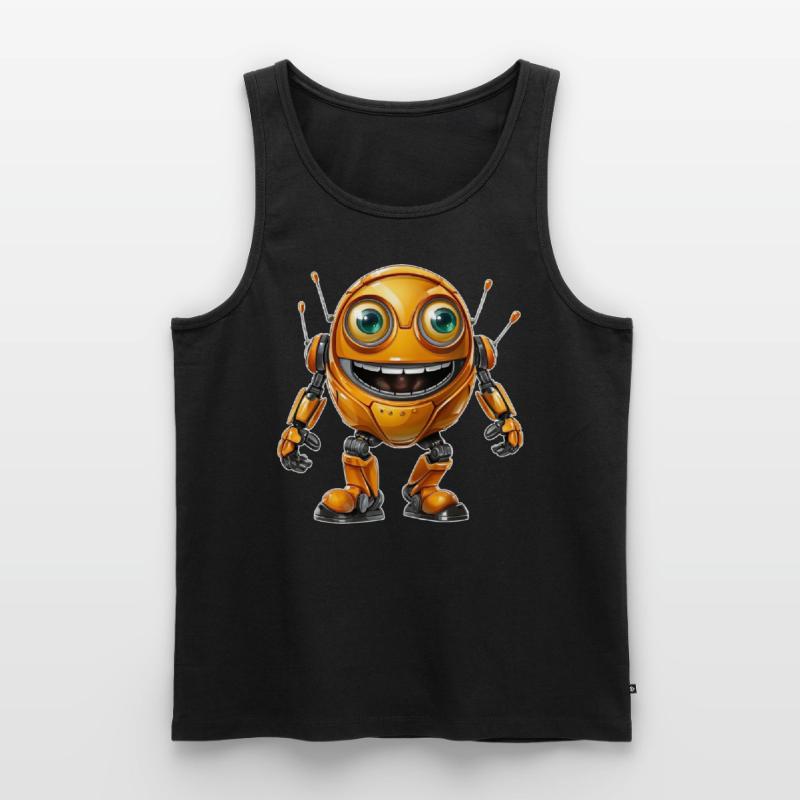 Orange Android Robot diffuse de bonnes vibrations Débardeur bio Premium Homme