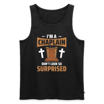 Chaplain Pastor - Men's Premium Organic Tank Top - black - Front - Michal (187cm)