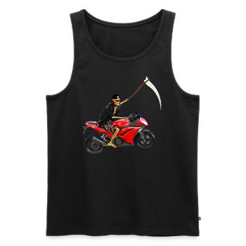 Sensenmann steigt um auf´s Motorrad - Männer Premium Bio Tank Top - Schwarz - Vorne - Michal (187cm)