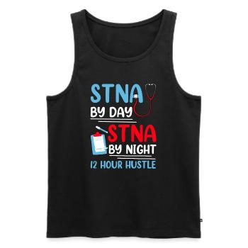 STNA Certified Nursing Assistant - Men's Premium Organic Tank Top - black - Front - AI Model Male 178 light (178cm)