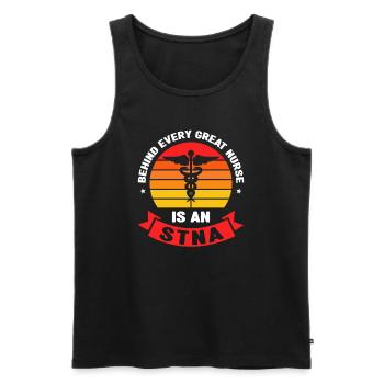 STNA Certified Nursing Assistant - Men's Premium Organic Tank Top - black - Front - AI Model Male 178 light (178cm)