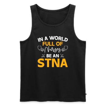 STNA Staatlich geprüfte Pflegeassistentin - Männer Premium Bio Tank Top - Schwarz - Vorne - AI Model Male 178 light (178cm)