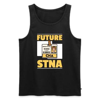 STNA Certified Nursing Assistant - Men's Premium Organic Tank Top - black - Front - AI Model Male 178 light (178cm)