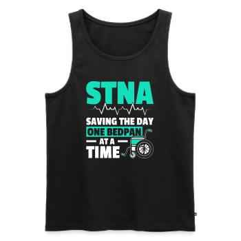 STNA Staatlich geprüfte Pflegeassistentin - Männer Premium Bio Tank Top - Schwarz - Vorne - AI Model Male 178 light (178cm)