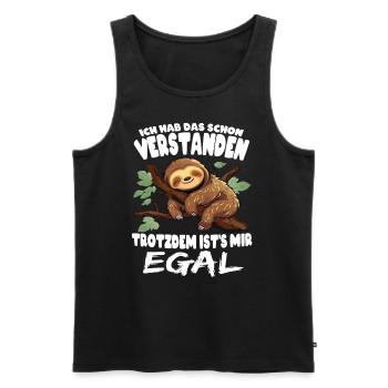 lustiges faultier Ich Hab Verstanden Ist Mir Egal - Männer Premium Bio Tank Top - Schwarz - Vorne - Michal (187cm)