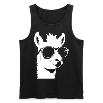 Lustiges Alpaka mit Sonnenbrille Coole Alpakas - Männer Premium Bio Tank Top - Schwarz - Vorne - Michal (187cm)