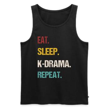 Eat Sleep K-Drama Repeat Korea Fan Movie T-shirt - Männer Premium Bio Tank Top - Schwarz - Vorne - Michal (187cm)