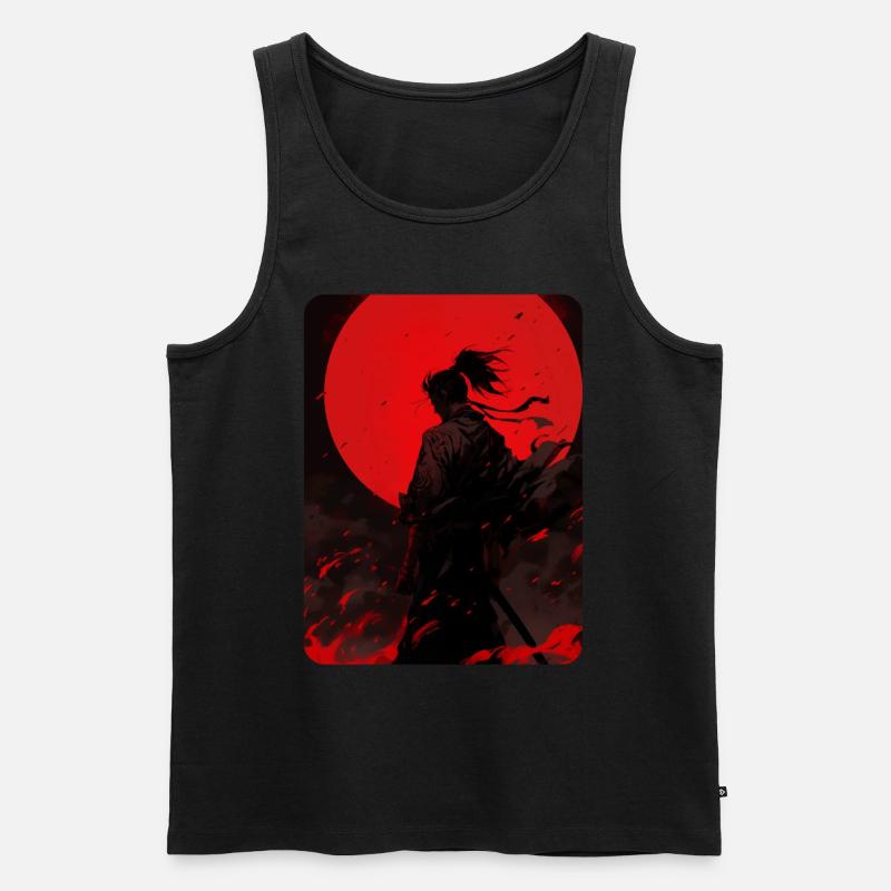 Blutmond Samurai - Männer Premium Bio Tank Top - Schwarz