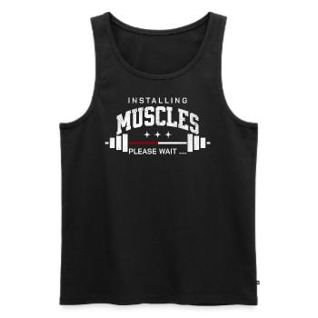 Installing Muscles please wait gym workout - Männer Premium Bio Tank Top - Schwarz - Vorne - Michal (187cm)
