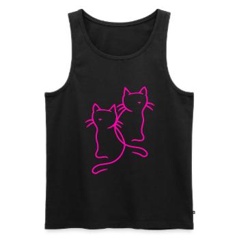 80s 90s Retro Vintage Cats Cat Kitten - Men's Premium Organic Tank Top - black - Front - Michal (187cm)