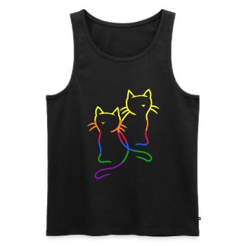 années 80 années 90 Rétro Chats Arc-en-ciel Chat LGBT - Débardeur bio Premium Homme - noir - Devant - Michal (187cm)