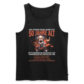 DER TRÄGER DIESES SHIRTS IST 50 JAHRE ALT - Männer Premium Bio Tank Top - Schwarz - Vorne - Michal (187cm)