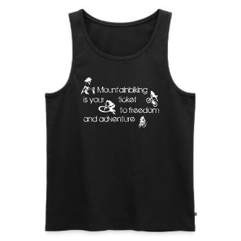 MTBen freedom adventure - Männer Premium Bio Tank Top - Schwarz - Vorne - Michal (187cm)