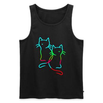 80s 90edr Rretro Vintage Cats Cat Kitten - Men's Premium Organic Tank Top - black - Front - Michal (187cm)