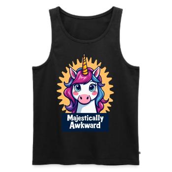 Majestically Awkward Unicorn Close-Up Design - Men's Premium Organic Tank Top - black - Front - AI Model Male 178 light (178cm)
