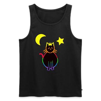 LGBT chat chats chaton arc-en-ciel drapeau - Débardeur bio Premium Homme - noir - Devant - Michal (187cm)