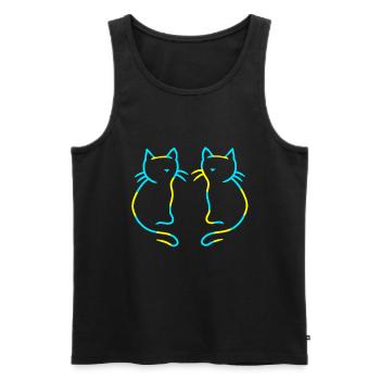 80er 90er Retro Katzen Katze Vintage - Männer Premium Bio Tank Top - Schwarz - Vorne - AI Model Male 178 light (178cm)