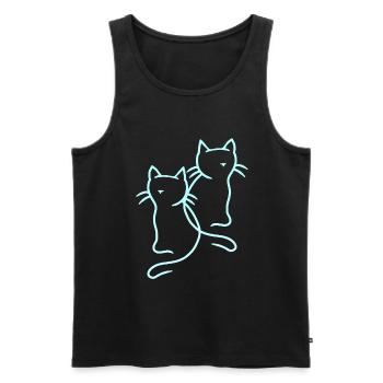 80s 90s Cats Retro Vintage Cat - Men's Premium Organic Tank Top - black - Front - Michal (187cm)