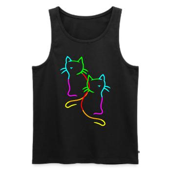 80er 90er Retro Vintage Regenbogen Katzen Katze - Männer Premium Bio Tank Top - Schwarz - Vorne - AI Model Male 178 light (178cm)