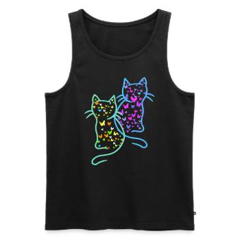 Printemps Été Chats Chat Papillons - Débardeur bio Premium Homme - noir - Devant - AI Model Male 178 light (178cm)