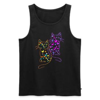 Années 80 Chats Chat Papillons Insectes - Débardeur bio Premium Homme - noir - Devant - Michal (187cm)